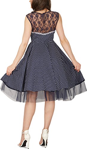 BlackButterfly 'Vivien' Vintage Polka-Dots Kleid im 50er-Jahre-Stil (Nachtblau, EUR 42 - L) - 3