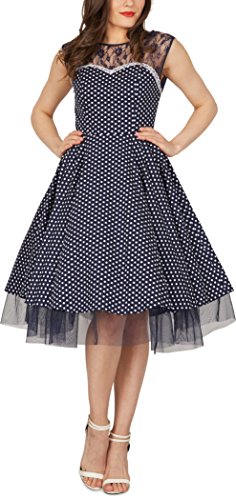 BlackButterfly 'Vivien' Vintage Polka-Dots Kleid im 50er-Jahre-Stil (Nachtblau, EUR 42 - L) - 5