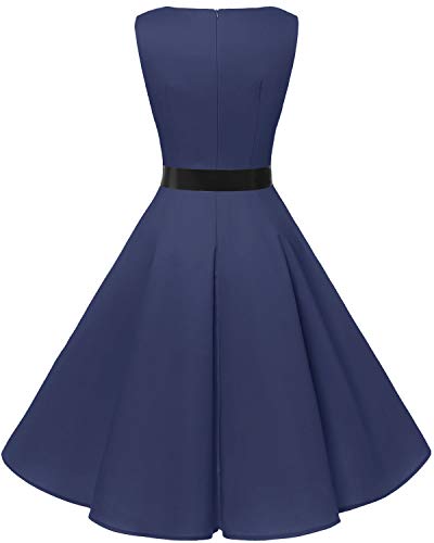 bbonlinedress 50s Retro Schwingen Vintage Rockabilly Kleid Faltenrock Navy - 2