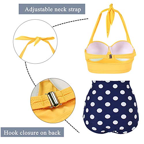 Yooeen Damen Hoher Taille Badeanzug 50er Retro Polka-Punkt Badeanzüge Bademode Zweiteiler Bikini Set Schwimmanzug - 4