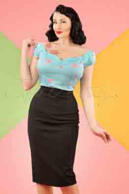 50s Joyce Pencil Skirt in Black