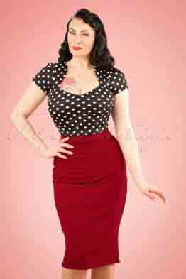 50s Joyce Pencil Skirt in Wine Red