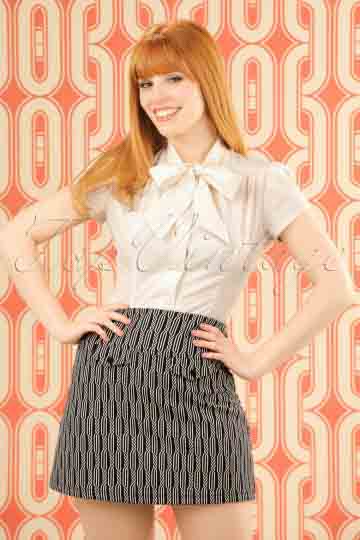 60s Lucie Spiral Skirt in Dark Navy