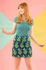 60s Olivia Extravaganza Skirt in Garden Green
