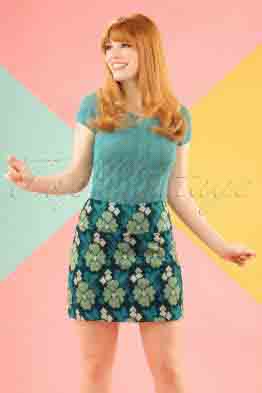 60s Olivia Extravaganza Skirt in Garden Green