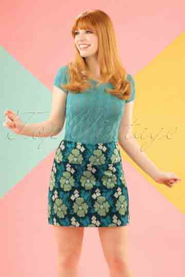 60s Olivia Extravaganza Skirt in Garden Green