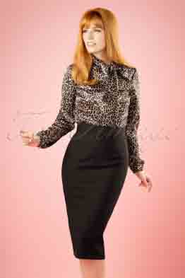 50s High Time Pencil Skirt in Black