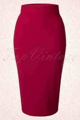 50s High Time Pencil Skirt in Red