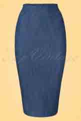 50s Nicky Lee Denim Pencil Skirt in Navy