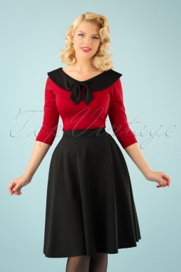 50s Beverly High Waist Swing Skirt in Black