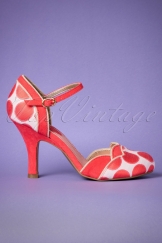 50s Phoebe Polkadot Pumps in Coral