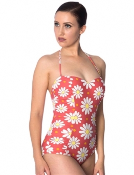 Banned Crazy Daisy Swimsuit Red